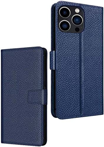 Étui de téléphone iPhone 14 Pro bleu anti-chute protège-écran et cartes