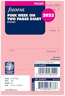 Filofax Pocket week on two pages English 2023 diary - pink