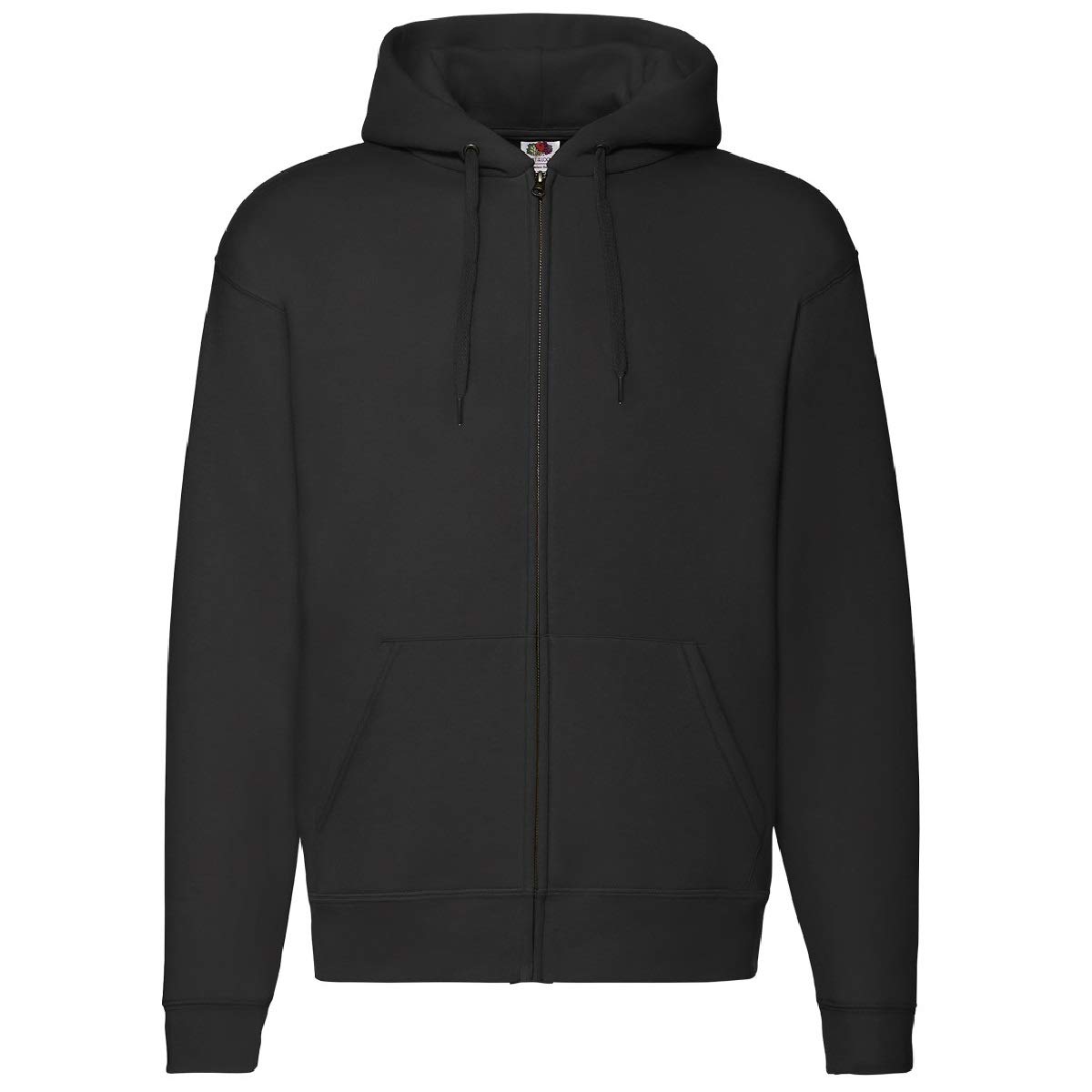 Fruit of the Loom Mens Zip Through Hooded Sweatshirt/Hoodie (2XL) (Black)