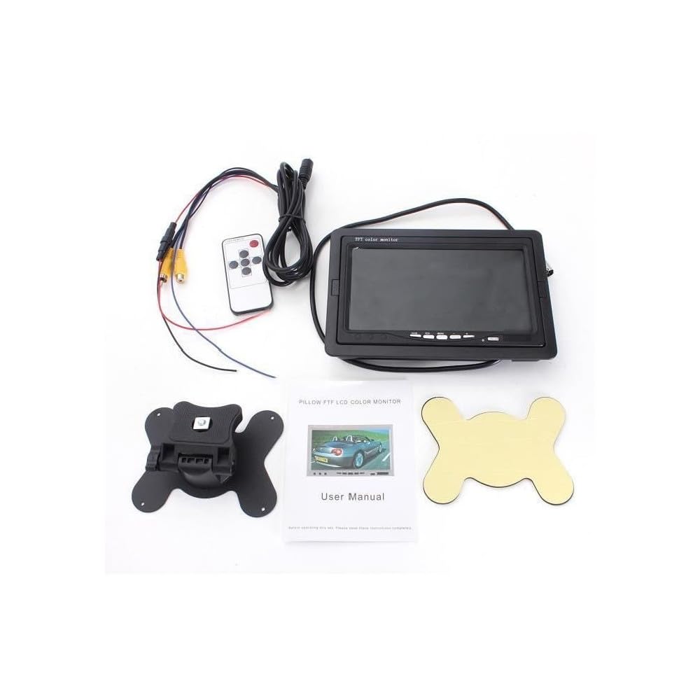 Trade Shop - Monitor LCD 7'' Pollici 2 Ingressi Video Tft Poggiatesta Auto Retromarcia Staffa