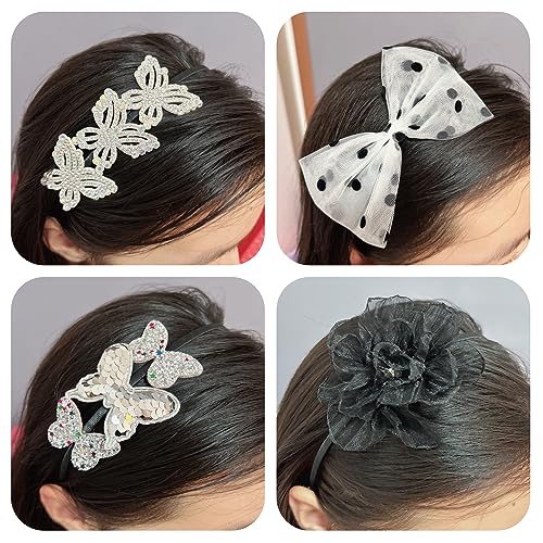 6pcs Little Girl Black Halloween Headband Butterfly Headband Bow Hair Hoop for Girls Teens Toddlers Kids Child Flower Hairbands Party Hair Accessories2