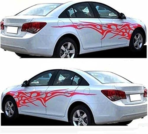 BININBOX 1 Set Car Body Side Truck Decal Vinyl Flame Graphics Racing Stripes Sticker Universal (Red)
