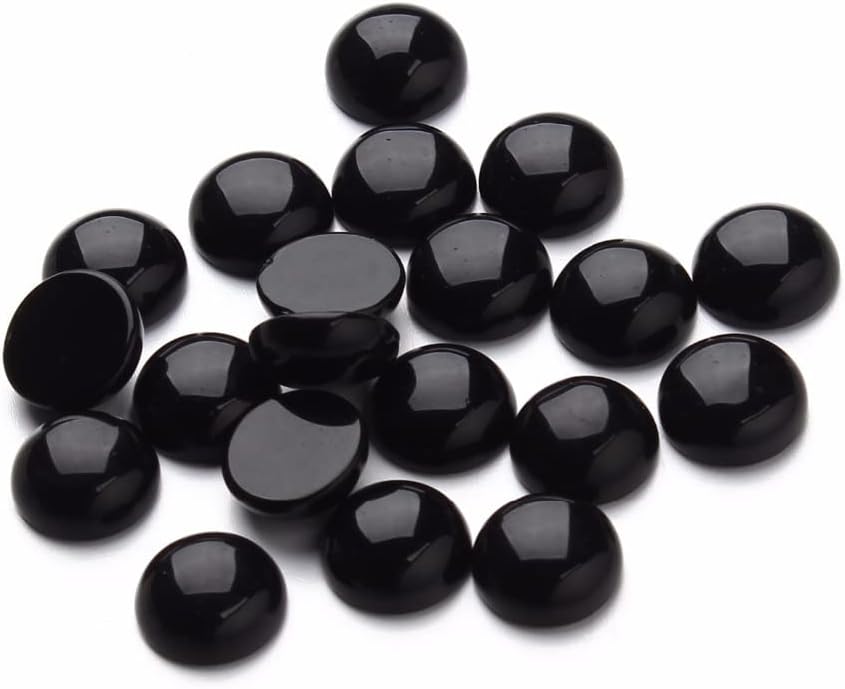 10pcs/lot Round Flatback Black Onyx Cabochons Beads Natural Stone Cabochon Base Beads for DIY Jewelry Making (Color : Black, Item Diameter : 12mm)