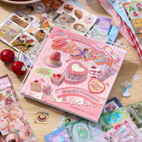 Image of ZURATO 30 Sheet Japanese Comic Style Sticker Book for Journaling, Kawaii Manga Scrapbook Stickers for DIY Crafts, Planner, Diary, Bullet Journal & Decoration (Pink 650+ Sticker)