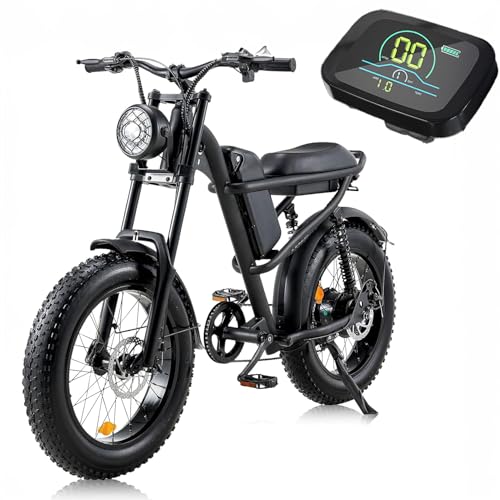 Riding'times Pedelec Wechselakku 48V16AH,E Bike Herren,Fatbike Breitreifen Moped E-Mountainbike 20' Elektrofahrrad Fattire Vollfederung,All Terrain Schneefahrrad Snow Bike Straßenzulassung