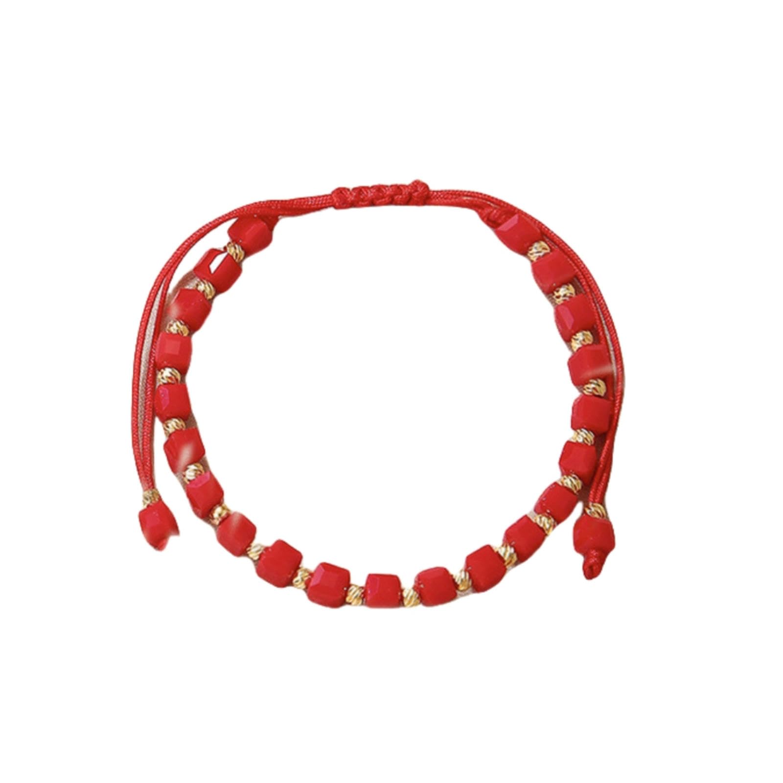 FROLDDRW bracelet Handmade Beaded Bracelets Vintage Glass Bead Bracelets Men And Women Daily Bracelets-red
