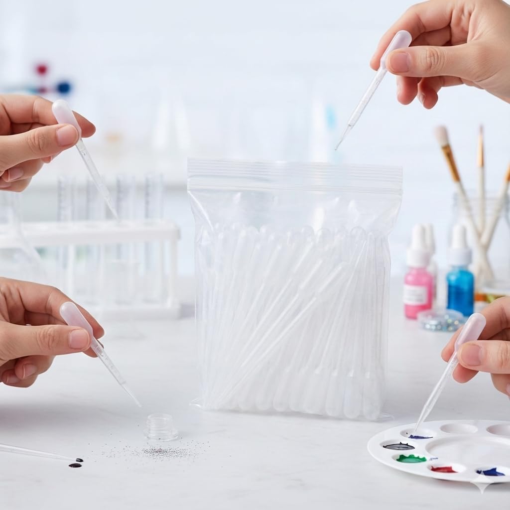 50-Pack Graduated Transfer Pipettes - 3ml Plastic Eye Droppers for Science Labs, Essential Oils, Art & Medical Use - Precision 0.5ml Markings-image-12