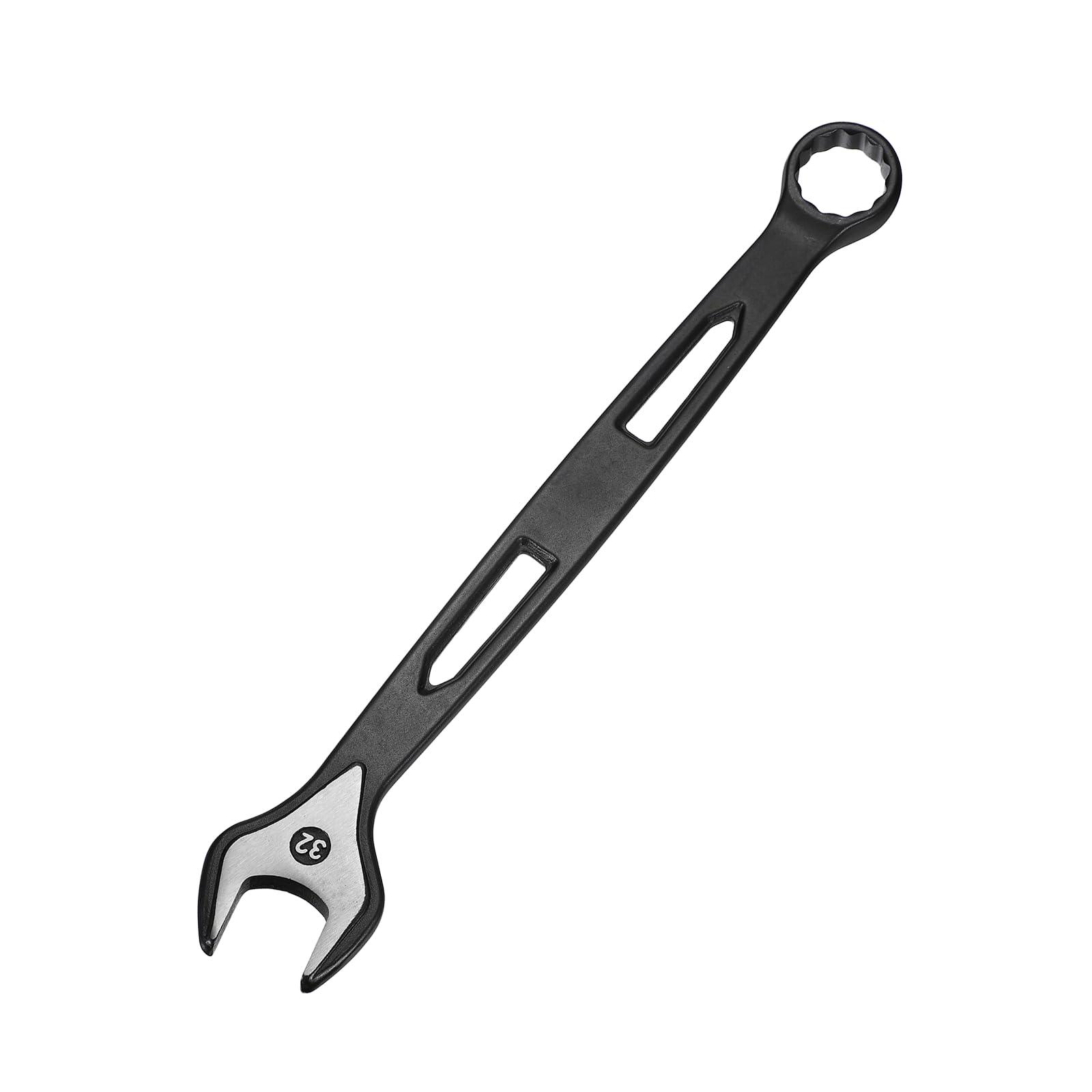 sourcing map Combination Wrench 32mm Metric Extra Long 12-Point Box and Open End Carbon Steel Double Ended Industrial Grade Spanner for Automotive Furniture Machinery DIY Repair, Black