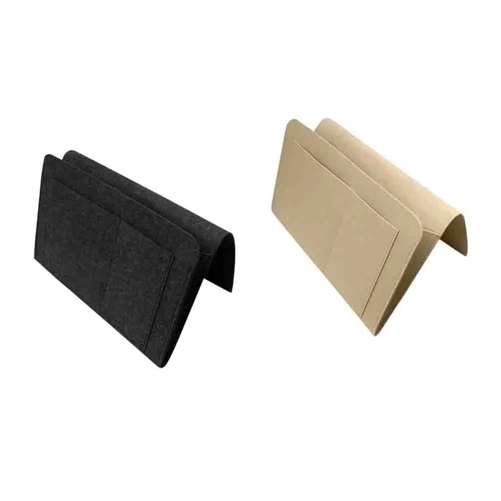BDFJEDS Couch Armrest Organizer Household Bedroom Bedside Hanging Bags Felt Bed Head Storage Bag Multi Pocket Sofa Portable(Black and Beige)