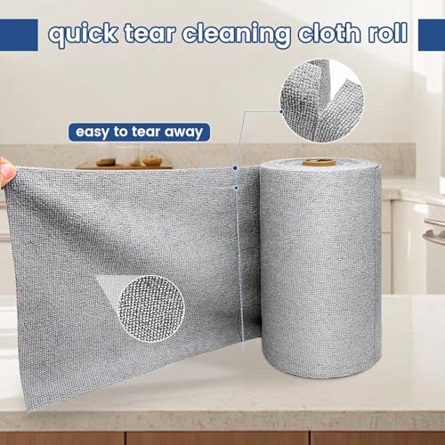 Image of Slyford 25 X 25 CM Microfiber Cleaning Cloth Roll, 20 Pack Towels Reusable, Washable, Water Absorbent Cleaning Cloth use for Car, Home, Kitchen Surfaces, Garage (Grey Colour)