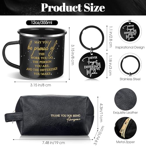 3 Pcs Thank You Gift for Men Employee Appreciation Gift Leather Toiletry Bag 12 oz Inspirational Mug Motivational Keychain May You Be Proud Sign for Team Coach Male Staff Teacher Coworker(Black)2