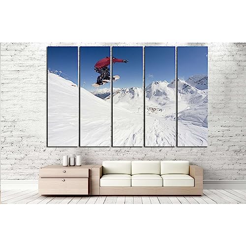 Lienzo impreso de snowboarder en 5 paneles ZELLART decorativo de 180x120 cm