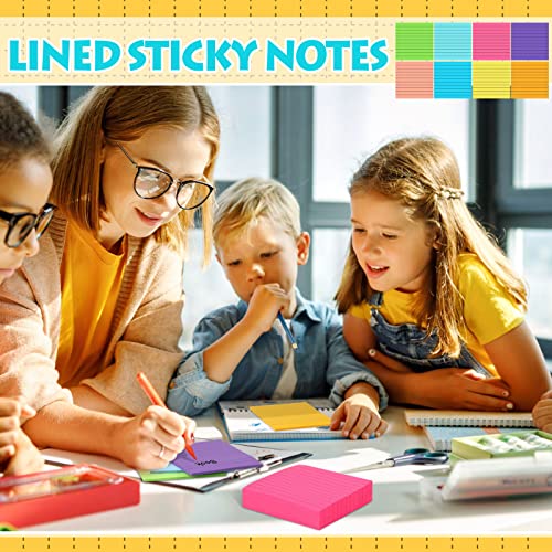 Image of Yexiya 64 Pcs Lined Sticky Notes 3x3'' Self Stick Notepad Lined, Blank