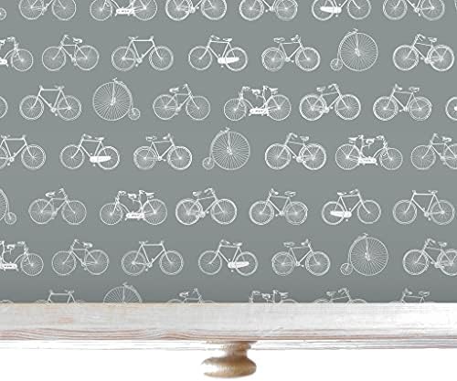 The Master Herbalist UNSCENTED & WIPE CLEAN Drawer Liners with a BICYCLE DESIGN on DUSK BLUE - Perfect for Bedroom Drawers, Wardrobe Shelves, Linen Cupboards & Kitchen Cabinets