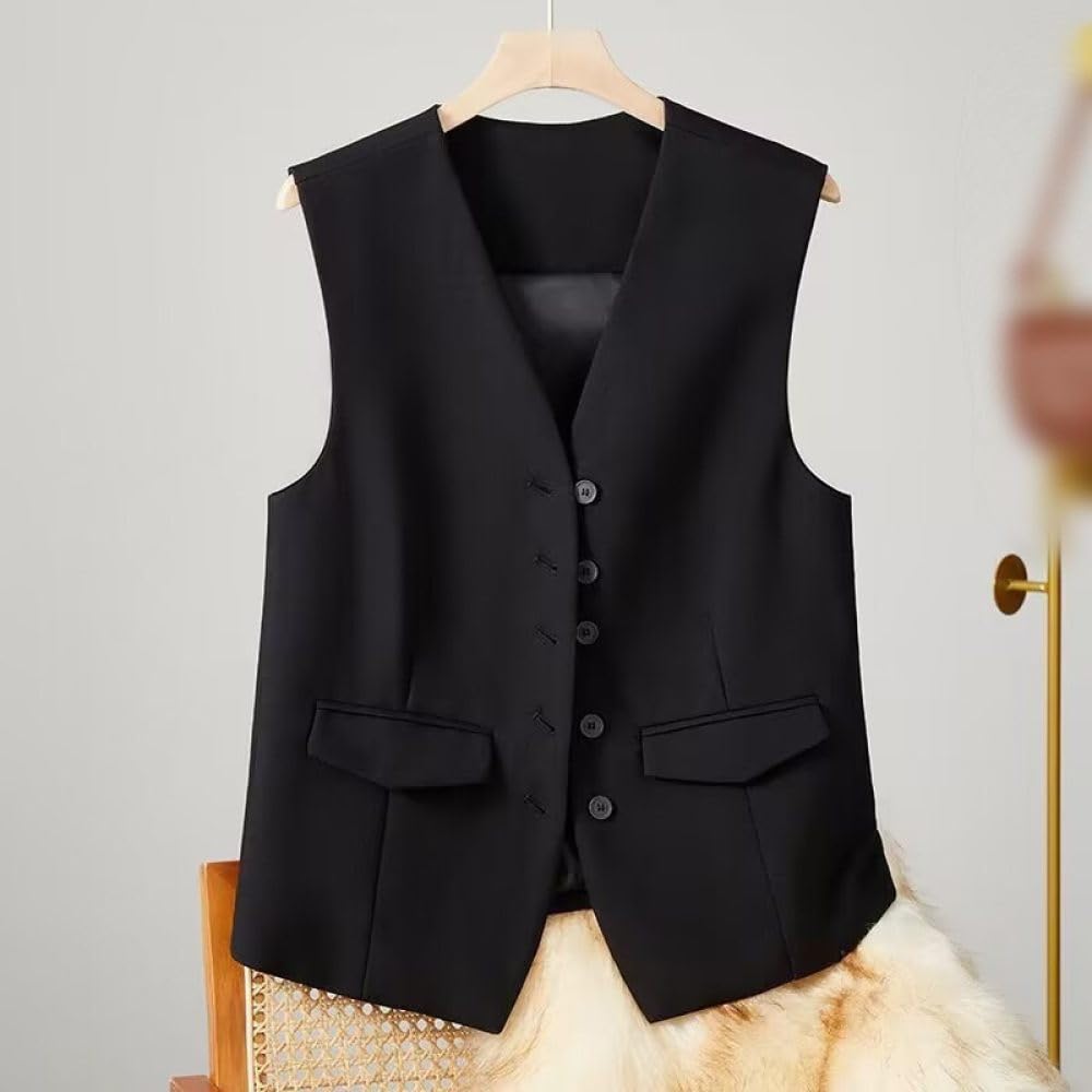 Gilet sans Manches pour Femme, Élégant, Slim, Boutonné, pour Le Travail, Le Bureau, Le Gilet De Fête, Le Col en V, Le Costume