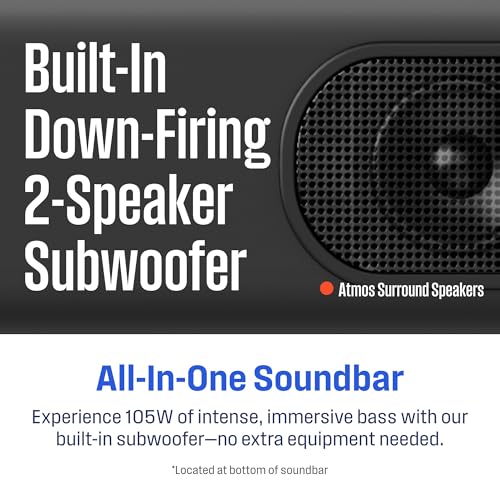 Image of Westinghouse 3.1.2 All-in-One Soundbar with Built-in Subwoofer, Dolby Atmos & Digital Plus, Built-in Low Frequency Driver and Height Speakers, 210W Surround Sound, HDMI /eArc, Bluetooth, Roku TV Ready