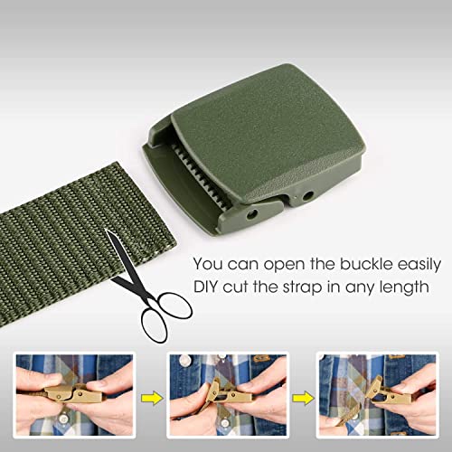 Image of Tactical Nylon Web Belt, Black, Lightweight Plastic Buckle, No-Snag Design, Airport-Friendly, 120cm