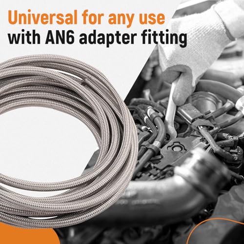 Image of maXpeedingrods 6AN Fuel Line Kit E85, Stainless Steel PTFE Fuel Hoses + 10 PCS 6AN Hose End Adaptor Kit 20FT -Red