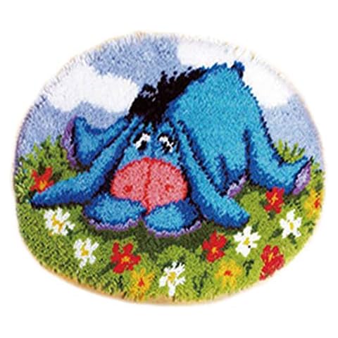 DIY Cushion Carpet Floor Mat Rug Latch Hook Kits Sofa Seat Cover Hand Craft Cartoon Round Crocheting Baby Kids Gift 19x19 Inch (Round-12) Cover