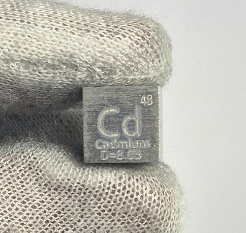 Image of 0.39 inch 10mm Cadmium Metal Cube Cd up to 99.99% Pure Periodic Table Element Engraved Density Collection Science Education Display Block Cube + Acrylic Case Box - 1PC