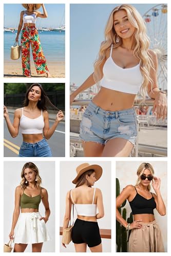Image of Multi Pack Women's Cropped Tank Tops, Spaghetti Strap Camisoles