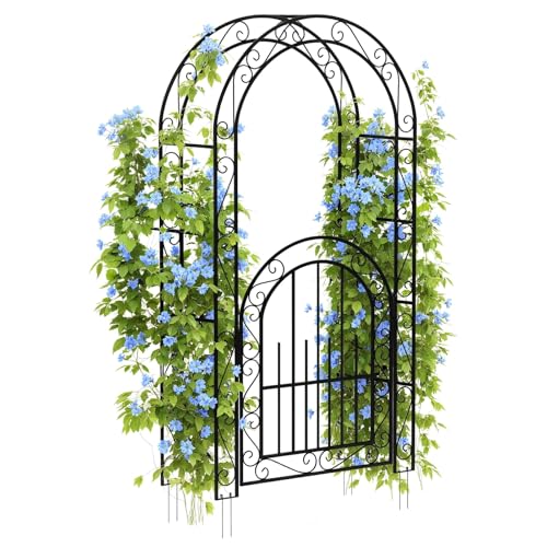 Rosenbogen Aus Metall Mit Tür Und Rankgitter 115x43x215 cmAls Rankhilfe Für Kletterpflanzen & Blumen Dekoration Für Garten Hof Hochzeit & Party Wetterfest