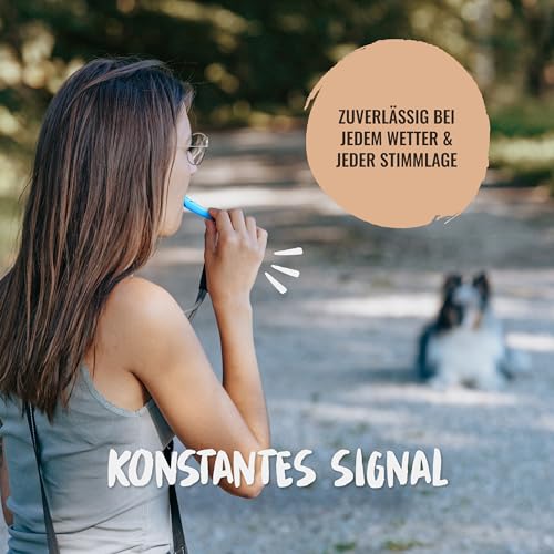 Rudelkönig Hundepfeife für Rückruf - Professionelle Trainingspfeife mit genormter Frequenz und Pfeifenband - Erziehungshilfen für Hunde