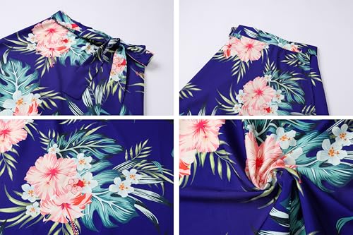 Image of Cromoncent Matching Hawaiian Outfits for Family, Dad and Son Matching Luau Beach Tropical Shirts Mommy Daughter Tropical Sets