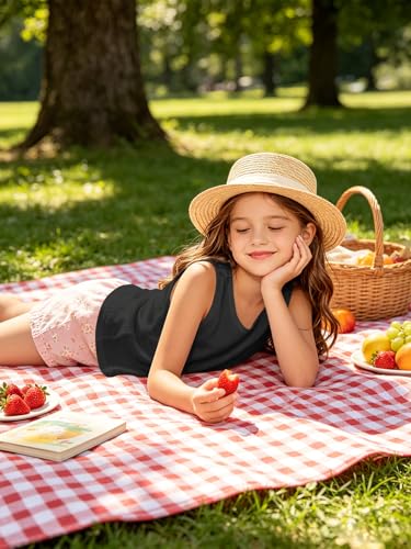 Image of Girls Sleeveless Basic Tank Tops Round Neck Tanks | 5-14 Years, Kids Loose Crewneck Tanks, Cute Classic Top, Lightweight Soft and Breathable, Casual Daily Wear