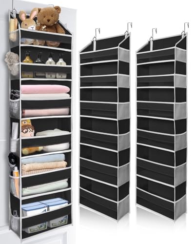 Image of ULG 2Pack-Over The Door Organizer with 6 Large Pockets 12 Side Pockets Door Hanging Organizer Black Door Hanging