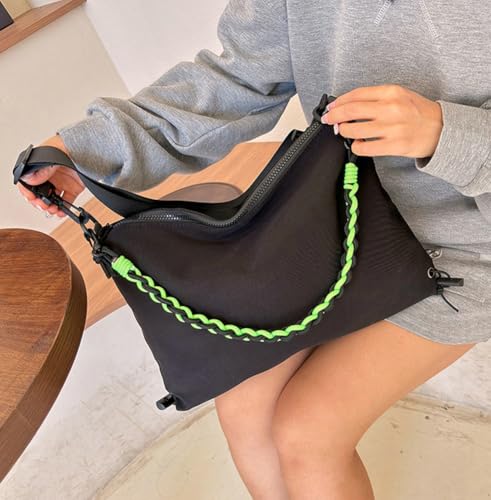 Pocadri Cool Nylon Crossbody Purse Woven Rope Chain Shoulder Bag Large Satchel Commuting Travel Shopping Handbag4