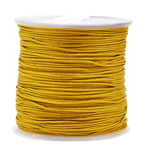 Mandala Crafts 1mm Gold Rattail Nylon Satin Cord for Jewelry Making