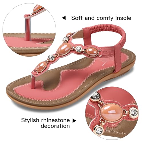 Image of SHIBEVER Flat Sandals for Women Dressy: Summer Comfortable Dress Thong Flats Sandal