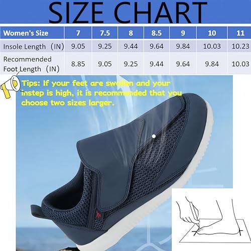 Diabetic Shoes for Women Extra Wide Adjustable Walking，Slip-on Shoes for Swollen Feet for Elderly Soft Reduce Pain Caused by Friction Blue (8)2