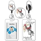 Funny Id Badge Holder, Badge Reel Retractable Keychain, Animal Card Holder with Carabiner Clip Heavy