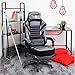 VON RACER KILLABEE Memory Foam Gaming Chair, Adjustable Tilt Angle and 3D Armrest Ergonomic High-Back Leather Racing Executive Computer Desk Office Metal Base (Grey)