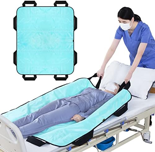 Joiish Positioning Bed Pad with 8 Reinforced Soft Handles, 48" x 40" 500 LBS Load-Bearing Multipurpose Transfer Pad for Turning, Lifting & Repositioning, Washable Draw Sheet for Home & Hospital
