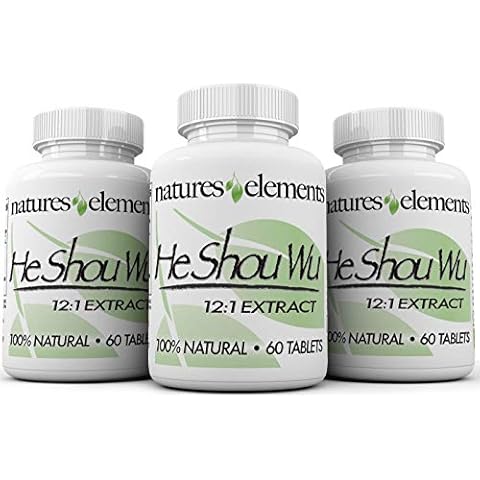 Natures Elements He Shou Wu for Gray Hair - 3 Pack - Supports Immune System Health - 500mg Prepared Fo Ti Extract Cover