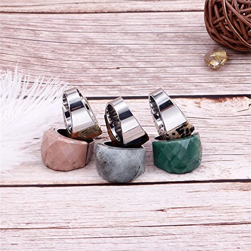 Image of HIJONES Men Women Stainless Steel Cubic Zirconia Royal Crystal Rings Wrap Band Cocktail Style