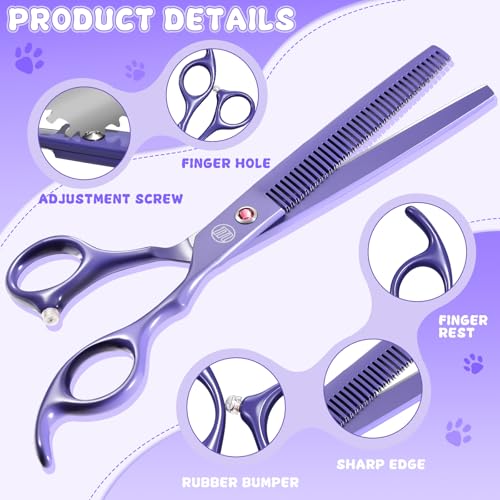 Image of Professional Dog Grooming Scissors Set - 7 Inch /8 Inch Curved and Thinning Shears with Grooming Comb