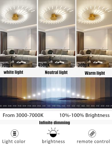 Plafonnier LED noir télécommandé à intensité variable moderne 30 lumières