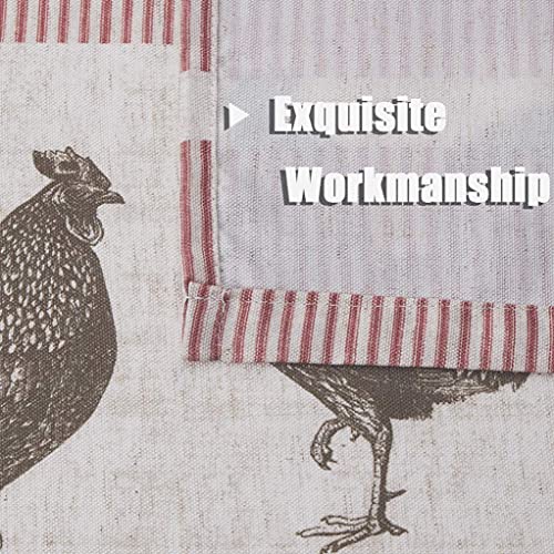 Sxzjtex Rooster Stripe Rustic Cafe Cgicken Kitchen Country Curtains Tier, Rod Pocket Panels For Kitchen, Barnyard, Drape, 27 X 24, 2 Panels, Red #TOP4