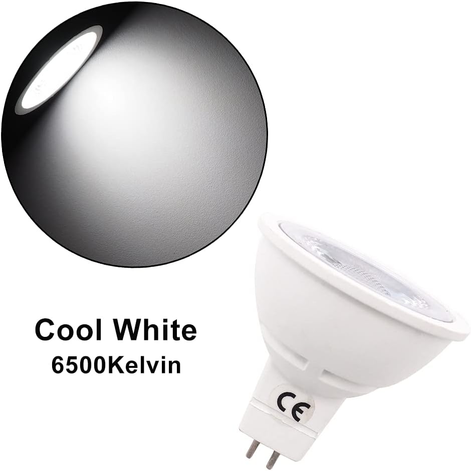 GRV MR16 GU5.3 LED Bulb AC110-120V 5W Equivalent 50W Halogen Lamp LED Spotlight Bulb Track and Indoor Lighting Downlight Not Dimmable White Pack of 6