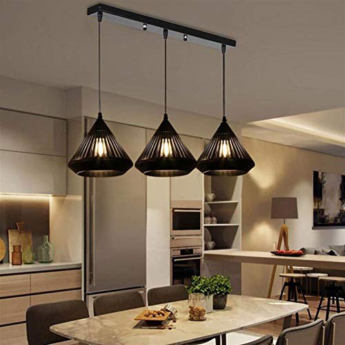 Luces colgantes de arte de hierro E27 de tres cabezas modernas 4