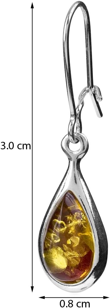 Amber Sterling Silver Teardrop Small Earrings