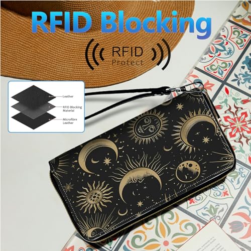 Image of Womens Wallet PU Leather Wristlet Wallets for Women, Large Capacity Lady Fashion Wallet Card Holder Zipper Wallet