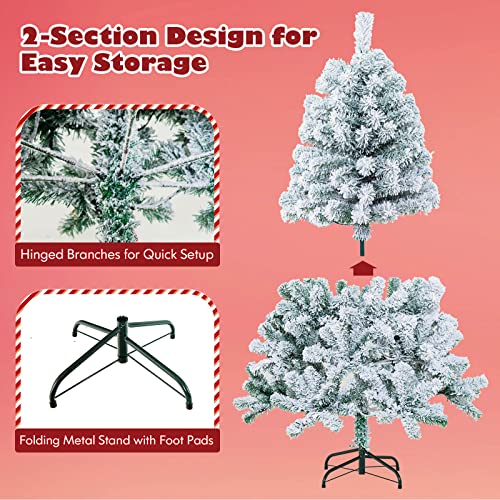 Nightcore-45FT-Pre-Lit-Artificial-Christmas-Tree-Snow-Flocked-Hinged-Pine-Tree-w-295-Branches-Tips-150-LED-Lights-Portable-Metal-Base-Perfect-Decoration-for-Home-Office-Party-45-ft-Green Nightcore 45FT Pre Lit Artificial Christmas Tree Snow Flocked Hinged Pine Tree w 295 Branches Tips 150 LED Lights Portable Metal Base Perfect Decoration for Home Office Party 45 ft Green