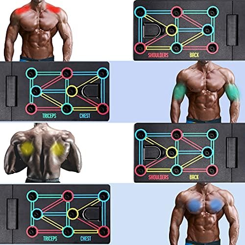 AOUZEA Push-Up Board Fitness Equipment, 12-in-1 Foldable, Multifunctional, Portable, Push-Up Board, Fitness Equipment with Protective Gloves and Non-Slip Silicone Mat, Unisex Sports Equipment
