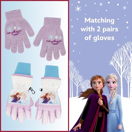 Disney girls Winter Hat With Knit Mittens Set and Insulated Ski Ages 2-4 Or Frozen Knit Gloves and Glove Set, Age 4-74