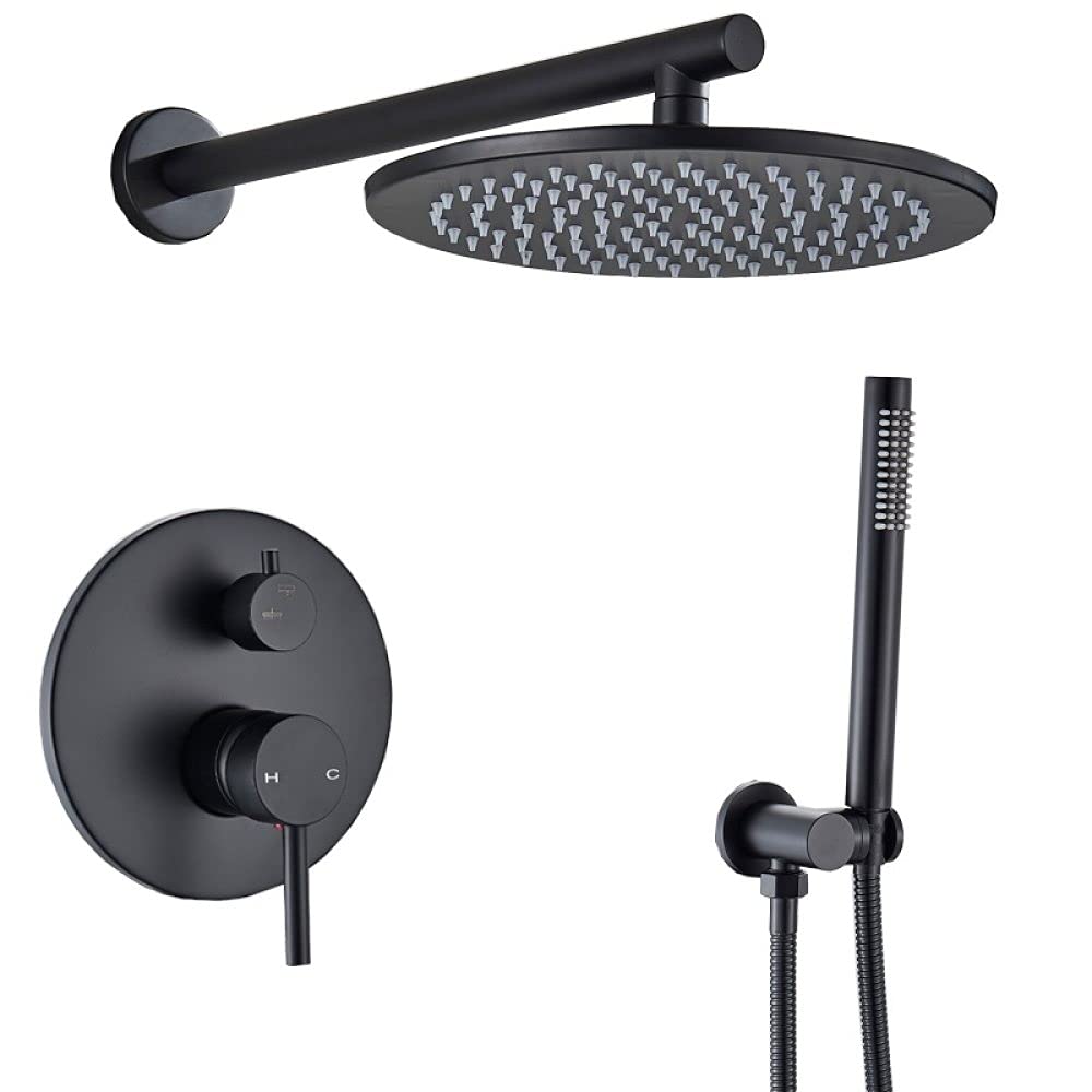 Robinet de Douche Noir Mat Encastrable pour une Salle de Bain Style Spa Urbain 12 Pouces